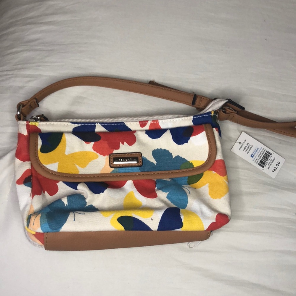 White butterfly crossbody purse